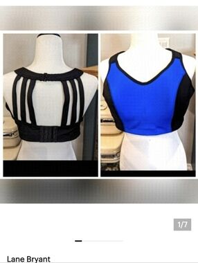 LANE Bryant sports bra Livi Active strappy blue & black molded cups 42 C